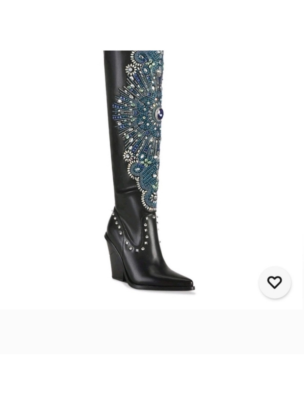 Azalea Wang Axelbeat Embellished Black Over-the-Knee Boot with Blue Accents 8.5 - Picture 6 of 12